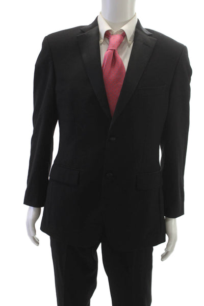 Pronto Uomo Mens Black 2 Piece Wool Blend Suit 30 Inseam Size 39