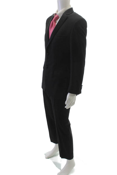 Pronto Uomo Mens Black 2 Piece Wool Blend Suit 30 Inseam Size 39
