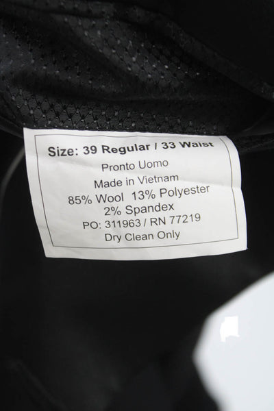 Pronto Uomo Mens Black 2 Piece Wool Blend Suit 30 Inseam Size 39