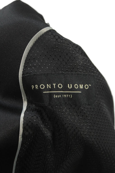 Pronto Uomo Mens Black 2 Piece Wool Blend Suit 30 Inseam Size 39