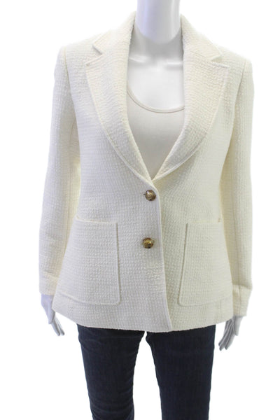 Club Monaco Women Ivory Basic Jacket Button Closure Polyester Size S