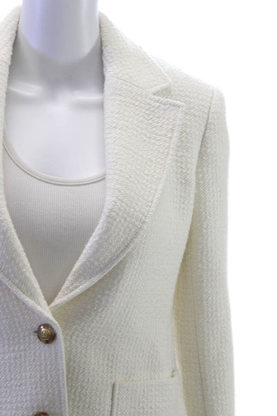 Club Monaco Women Ivory Basic Jacket Button Closure Polyester Size S