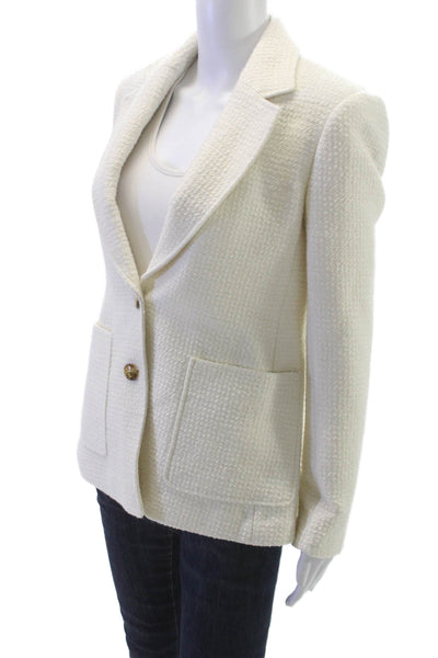 Club Monaco Women Ivory Basic Jacket Button Closure Polyester Size S