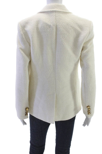 Club Monaco Women Ivory Basic Jacket Button Closure Polyester Size S