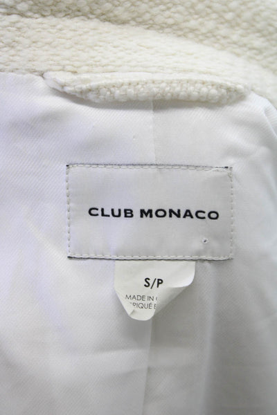 Club Monaco Women Ivory Basic Jacket Button Closure Polyester Size S