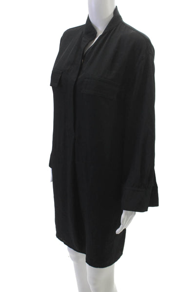 Vince Women Shirt Dress Black Collared Longsleeve Triacetate Knee Length Size XS