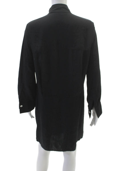 Vince Women Shirt Dress Black Collared Longsleeve Triacetate Knee Length Size XS
