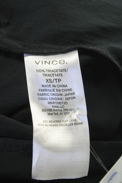 Vince Women Shirt Dress Black Collared Longsleeve Triacetate Knee Length Size XS