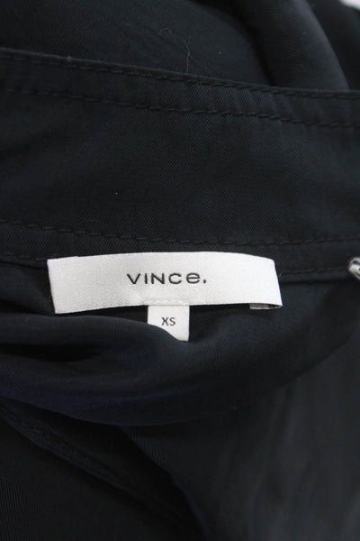 Vince Women Shirt Dress Black Collared Longsleeve Triacetate Knee Length Size XS