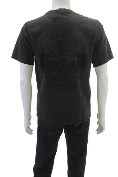Stussy Mens T-Shirt Black Graphic Cotton Crew Neck Short Sleeve Size S