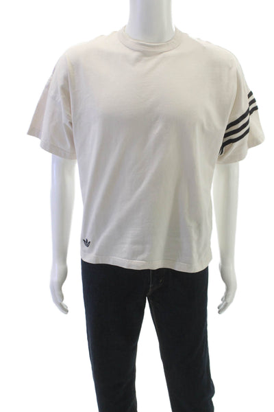 Adidas Mens Beige Cotton Crew Neck Short Sleeve T-Shirt Size S