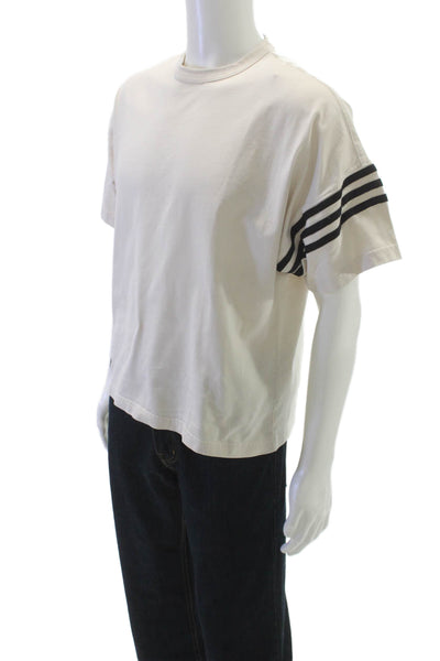 Adidas Mens Beige Cotton Crew Neck Short Sleeve T-Shirt Size S