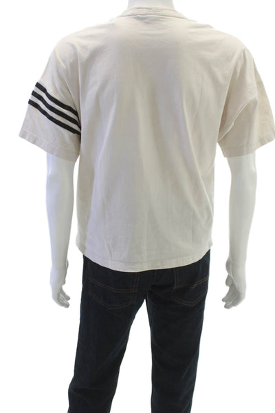 Adidas Mens Beige Cotton Crew Neck Short Sleeve T-Shirt Size S