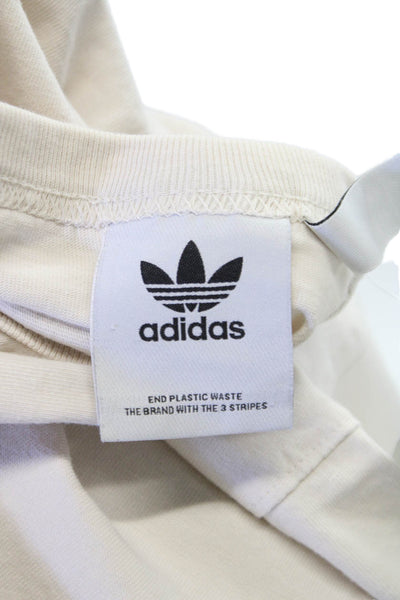Adidas Mens Beige Cotton Crew Neck Short Sleeve T-Shirt Size S