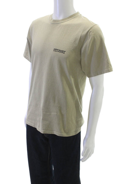 Stussy Mens T-Shirt Beige 100% Cotton Crew Neck Short Sleeve Size S
