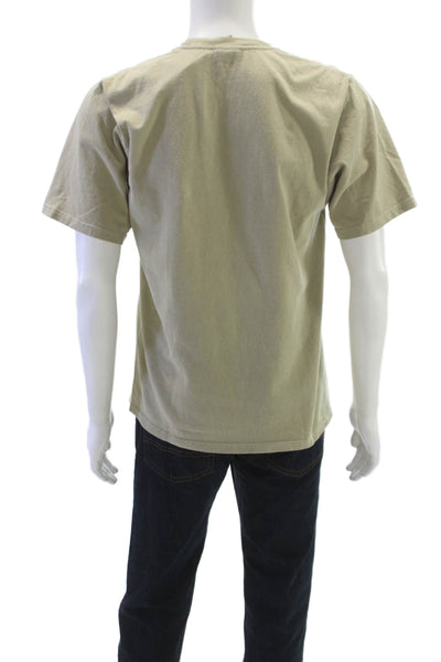 Stussy Mens T-Shirt Beige 100% Cotton Crew Neck Short Sleeve Size S