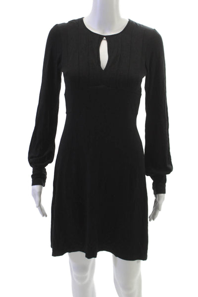 Free People Womens A-Line Short Black Bohemian Dress Long Sleeve Size 2