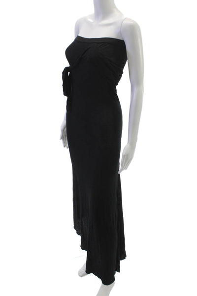 Rick Owens Lilies Womens Maxi Dress Black Rayon Halter Neck Size S