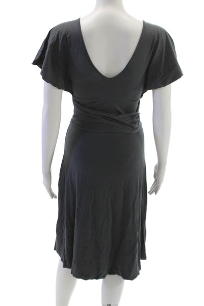 Splendid Women Wrap Dress Gray V Neck Short Sleeve Pima Cotton Size XS