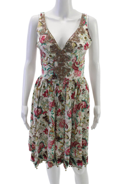 Plenty by Tracy Reese Womens Fit & Flare Silk Floral V Neck Dress Size 4