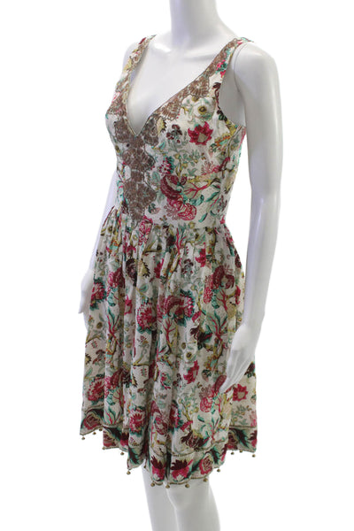 Plenty by Tracy Reese Womens Fit & Flare Silk Floral V Neck Dress Size 4
