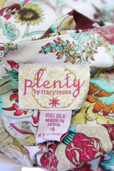 Plenty by Tracy Reese Womens Fit & Flare Silk Floral V Neck Dress Size 4
