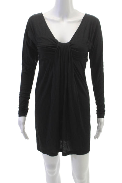 Robert Rodriguez Black Label Women Shift Dress Black V Neck Long Sleeve Size 4