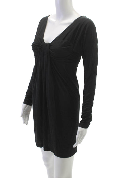 Robert Rodriguez Black Label Women Shift Dress Black V Neck Long Sleeve Size 4