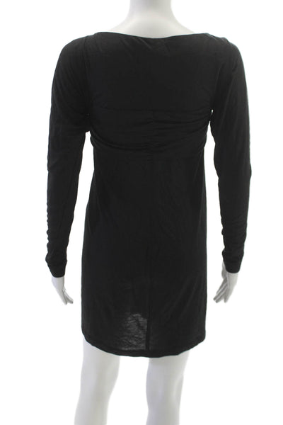 Robert Rodriguez Black Label Women Shift Dress Black V Neck Long Sleeve Size 4