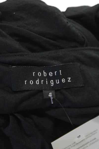 Robert Rodriguez Black Label Women Shift Dress Black V Neck Long Sleeve Size 4