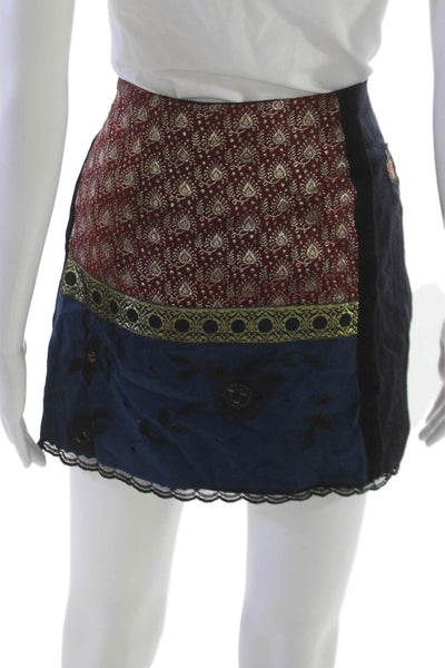 Plenty Women Multicolor Wool Floral Mini Skirt Knee Length Zip Size S