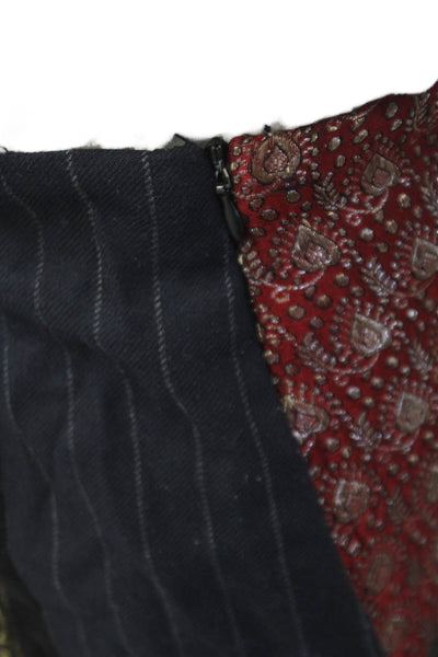 Plenty Women Multicolor Wool Floral Mini Skirt Knee Length Zip Size S
