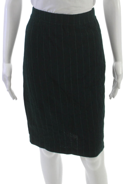 St John Collection Womens Straight Pencil Knit Striped Skirt Green Size 6
