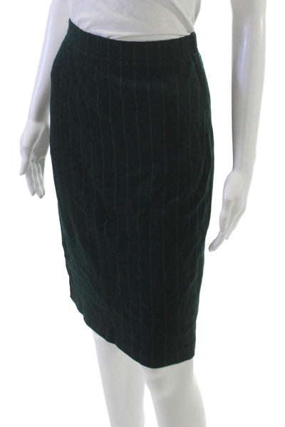 St John Collection Womens Straight Pencil Knit Striped Skirt Green Size 6