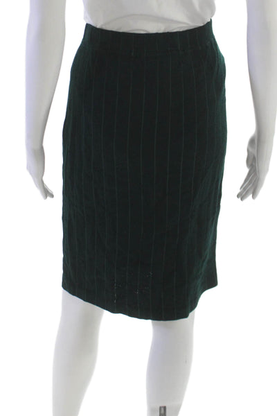 St John Collection Womens Straight Pencil Knit Striped Skirt Green Size 6