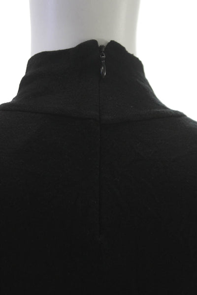 Armani Collezioni Women Basic T-Shirt Black Turtleneck Long Sleeve Zip Size S