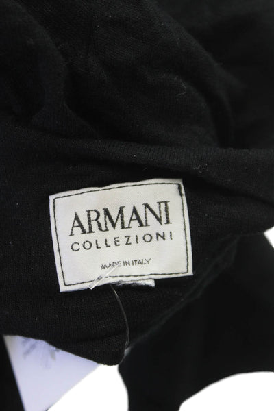 Armani Collezioni Women Basic T-Shirt Black Turtleneck Long Sleeve Zip Size S