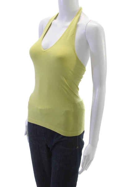 BCBGMAXAZRIA Women Green Halter Sleeveless Basic Tank Pullover Size XS