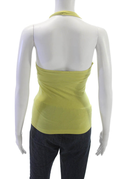 BCBGMAXAZRIA Women Green Halter Sleeveless Basic Tank Pullover Size XS