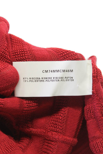 Armani Collezioni Women Red Striped Viscose Scoop Neck Basic T-Shirt Size 6
