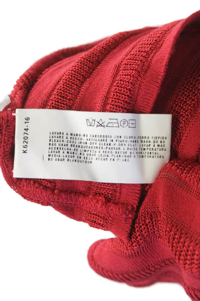 Armani Collezioni Women Red Striped Viscose Scoop Neck Basic T-Shirt Size 6