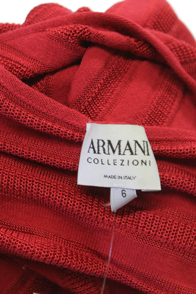 Armani Collezioni Women Red Striped Viscose Scoop Neck Basic T-Shirt Size 6