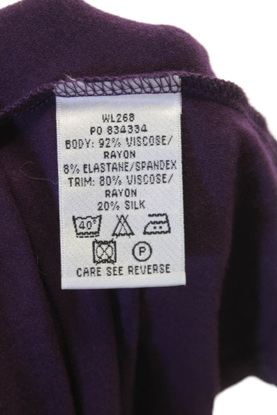 Boden Women Basic V-Neck Viscose Long Sleeve Tie Blouse Purple Size 10