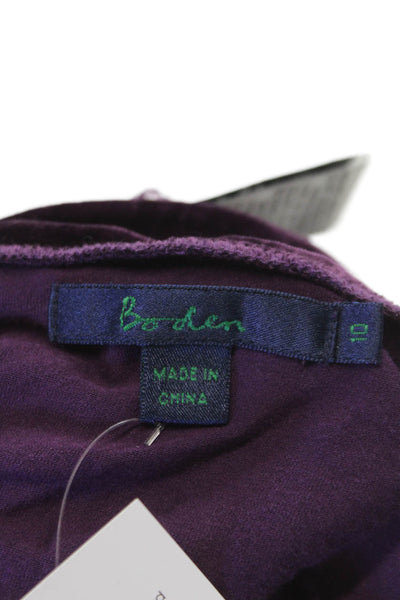 Boden Women Basic V-Neck Viscose Long Sleeve Tie Blouse Purple Size 10