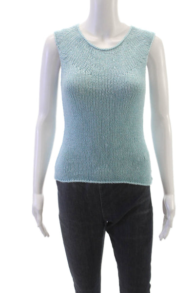 Brooks Brothers Womens Blue Silk Blend Sleeveless Tank Round Neck Size XS