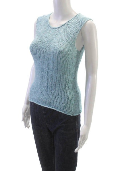 Brooks Brothers Womens Blue Silk Blend Sleeveless Tank Round Neck Size XS