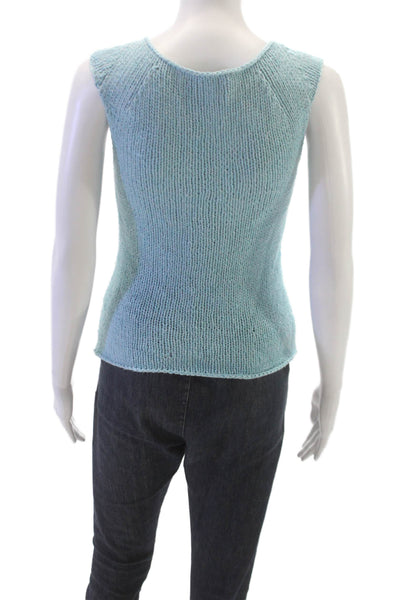 Brooks Brothers Womens Blue Silk Blend Sleeveless Tank Round Neck Size XS
