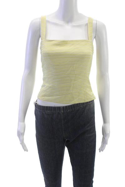 Worth Womens Basic Silk Striped Square Neck Tank Yellow Zip Size 4