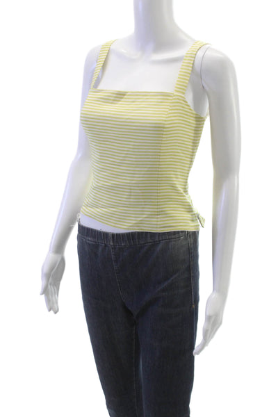 Worth Womens Basic Silk Striped Square Neck Tank Yellow Zip Size 4