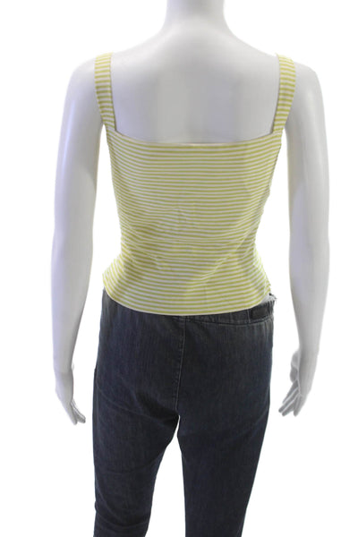 Worth Womens Basic Silk Striped Square Neck Tank Yellow Zip Size 4